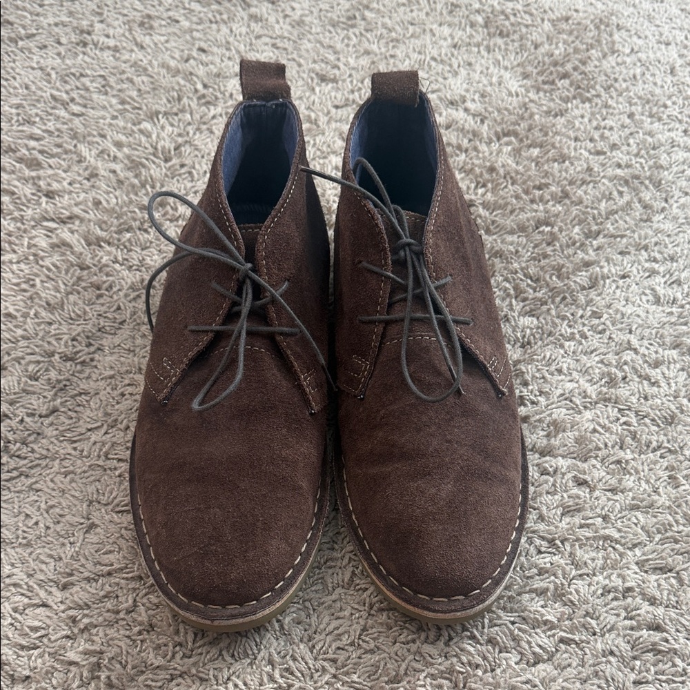 Crevo Men Brown Suede Memory Foam Lace-Up Chukka Boots Size 9.5